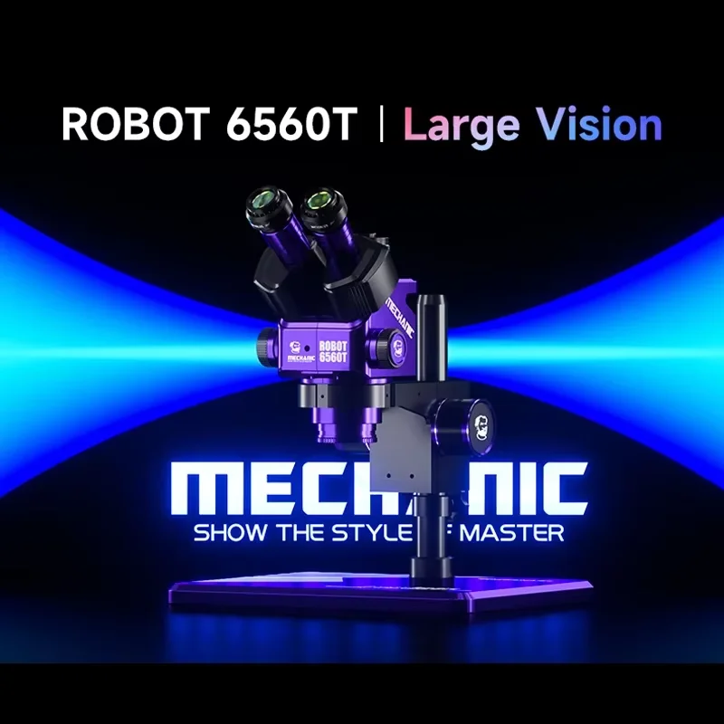 MECHANIC ROBOT 6560T-B11 Trinocular Stereo Industrial Microscope 6.5-60X Continuous Zoom Microscope Phone Repair Microscope Tool