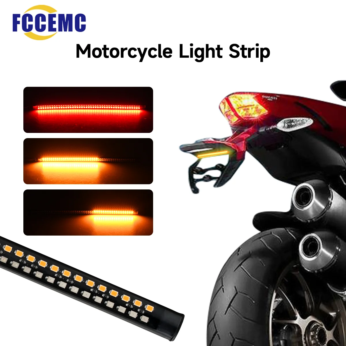 Motorcycle Led Rear Turn Signal Brake Light Stop Daytime Running Lights for Motorcycle ATV Waterproof Dual Color 12V Universal