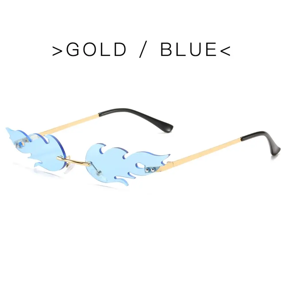 Streetwear Trendy Rimless Party Eyewear Sun Glasses Flame Shaped Fashion Flame Sunglasses Sunglasses for Women