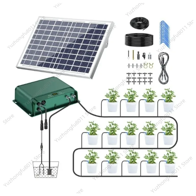 Solar Powered Automatic Plant Self Watering Device, Drip Irrigation Kit for Balcony Garden Plant Bed