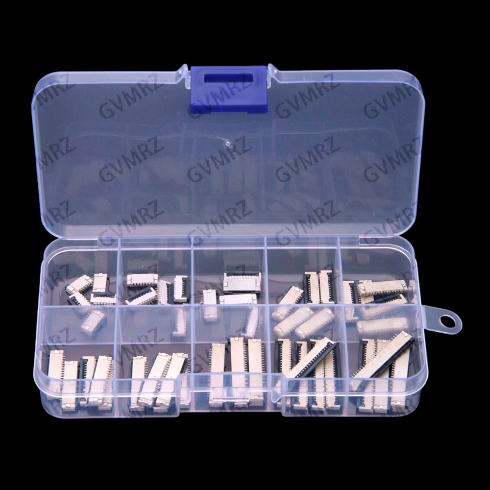 50PCS FFC FPC Connector 1.0mm 4/6/8/10/12/14/16/20/22/24 Pin Top Contact Flat Cable Connector Socket Sets 4P 6P 8P 10P 12P