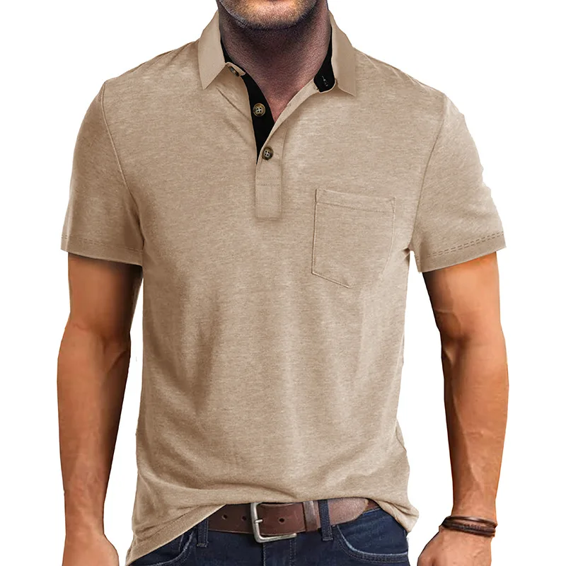 European and American men's short-sleeved lapel T-shirt, foreign trade men's POLO shirt cross-border top Polos wholesale P24001