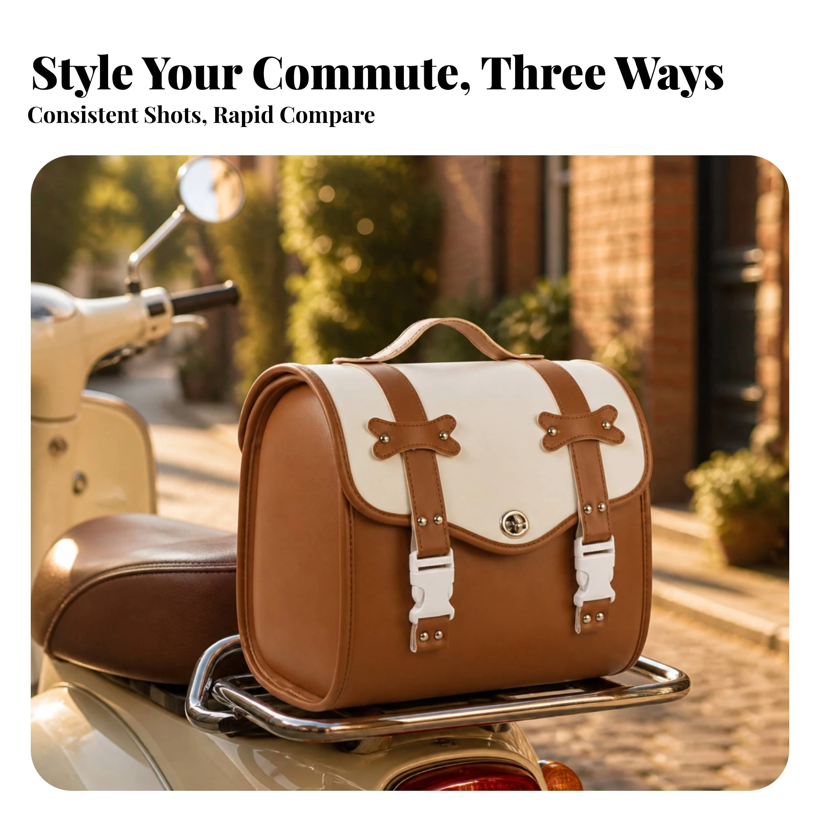 Electric Bike Tail Bag Structured Rear Tail Bag with Mounting Base Rigid Retro for Commuters, Daily Commuting, Errands