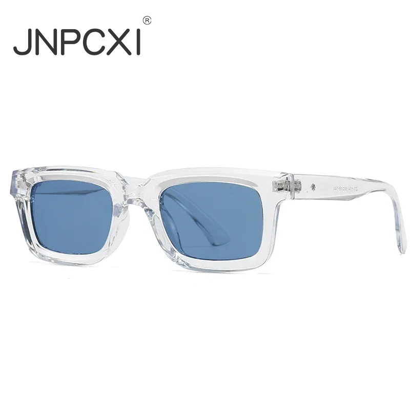 JNPCXI New Square Sunglasses Women Fashion Candy Color Blue Shades UV400 Retro Rivets Men Sun Glasses