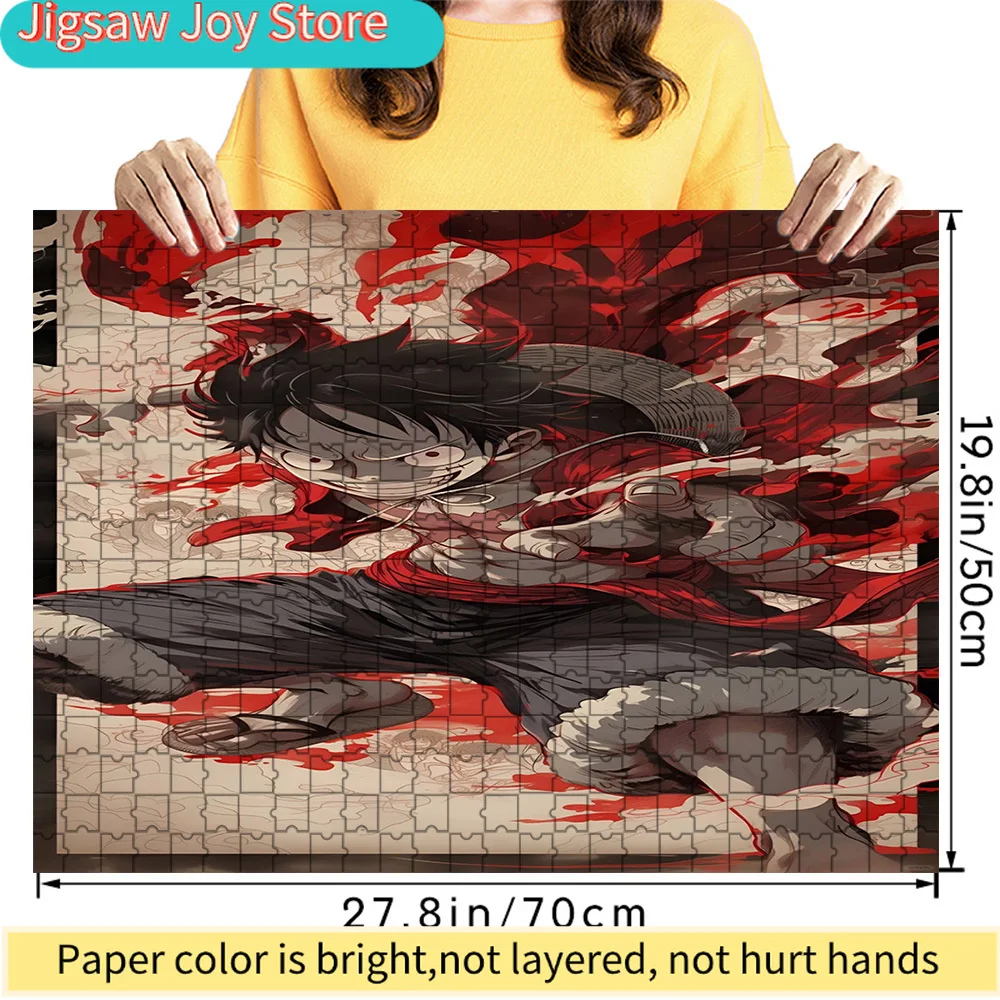 

Premium Paper Jigsaw Puzzle One Piece Monkey D. Luffy with Red Aura Dynamic Action Art High Quality Cardboard Puzzle Fun Family