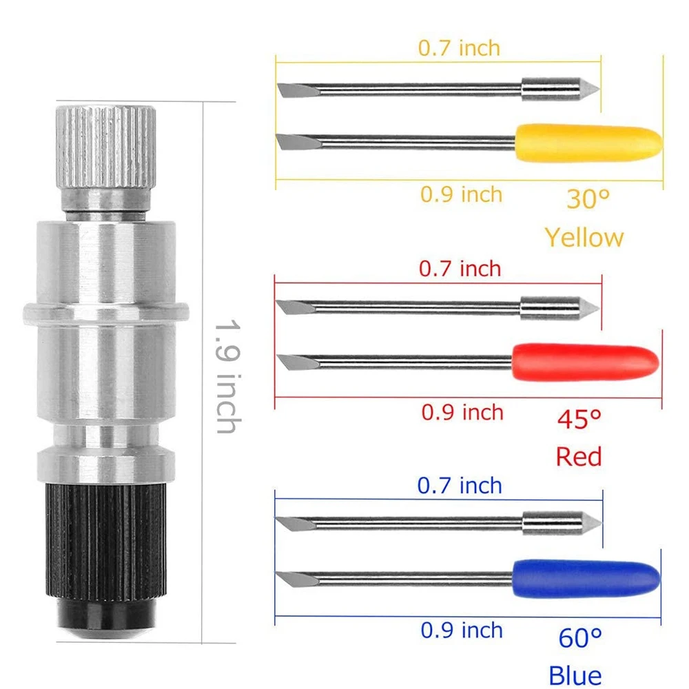 30 Pcs 30/45/60 Degree Blade Vinyl Cutter Plotter Cutting Blades for CB09 CB09U Graphtec with Blade Holder Base