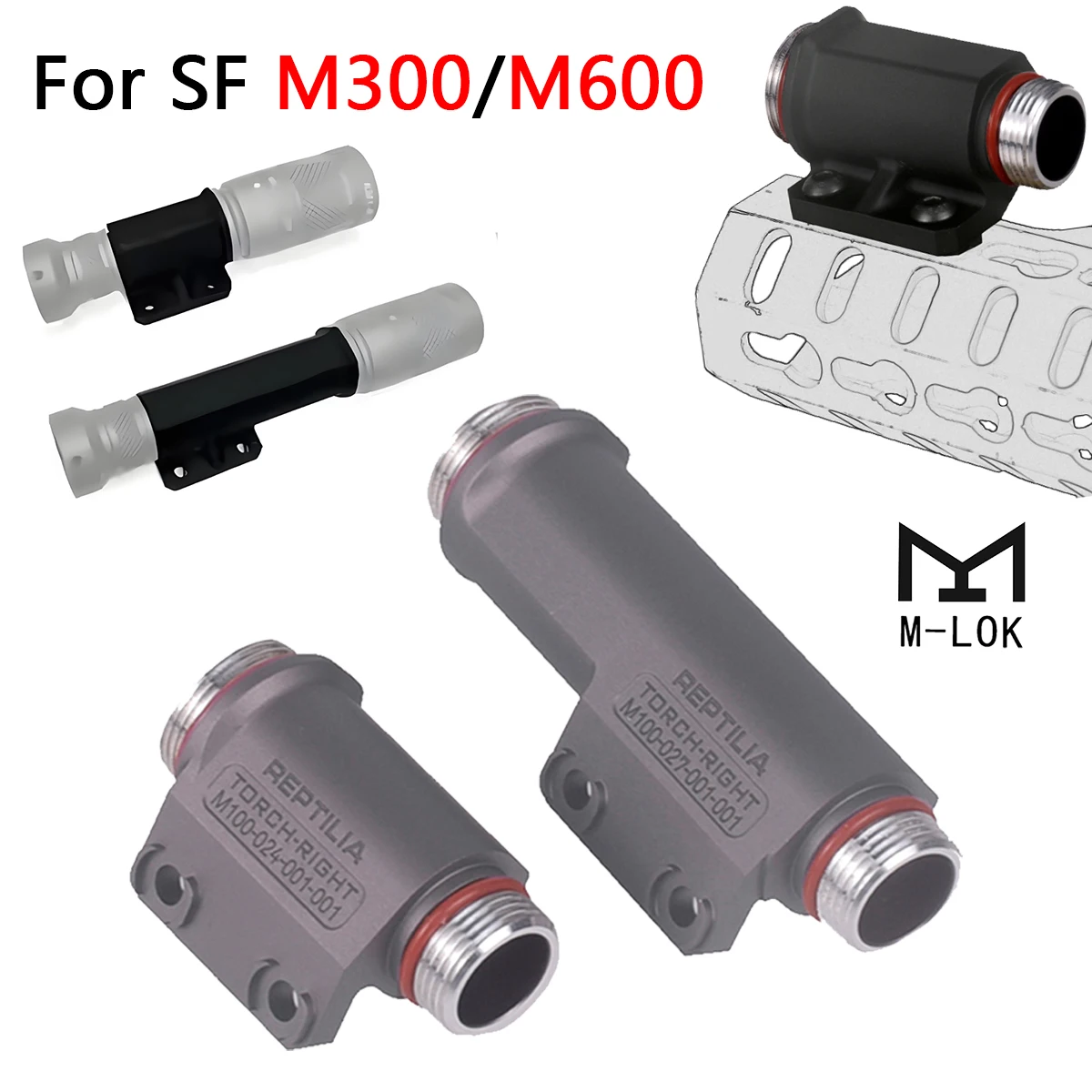 Surefire M300 M600 Scout Light Body Mount Tactical Flashlight Accessories for M300 M600 Weapons Light Aluminum Fit 16340 Battery