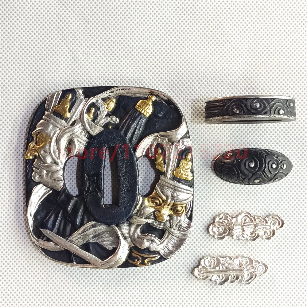 

Exquisite Brass Tsuba Handguard Guard Fuchi Kashira Menuki For Japanese Real Japan Samurai Katana Sword Nice
