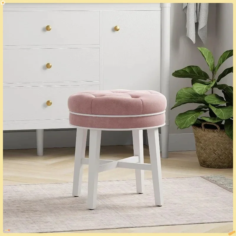 مقعد وردي مستدير بدون ظهر للنساء، ديكور غرفة المكياج والحمام