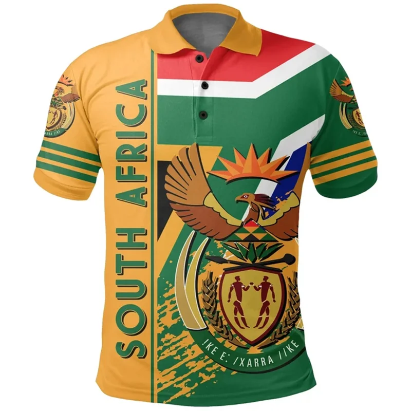 Cool Summer 3D The Flag Of South Africa Emblem Printed Polo Shirt Man Kid Fashion Streetwear Polo Shirts For Men Vintage Clothes