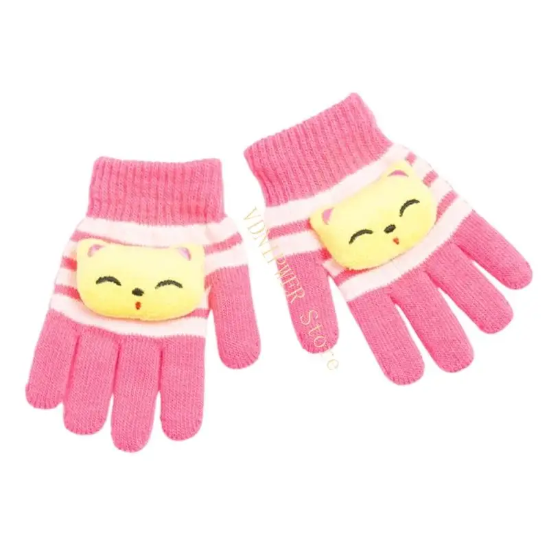 Dehnbare Kinder-Winterhandschuhe, warme Cartoon-Fäustlinge für aktives Spielen Schnee D08E