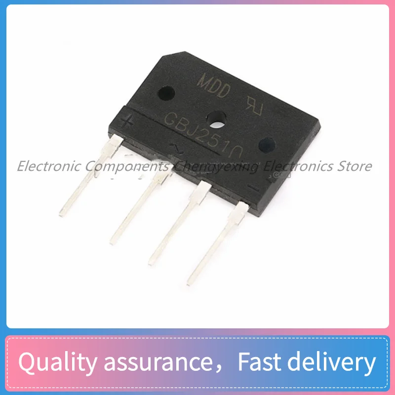 

5pcs GBJ2510 25A/1000V Flat bridge rectifier silicon bridge rectifier