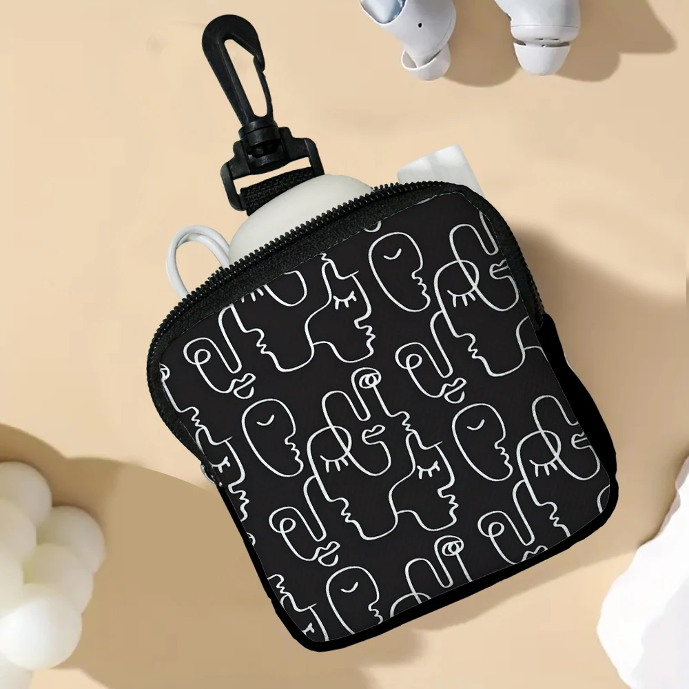 

Line Face New Exquisite Printed Short WalletCoin Purse Multi-functional Card Holder Portable Zipper Money Bag 5.23