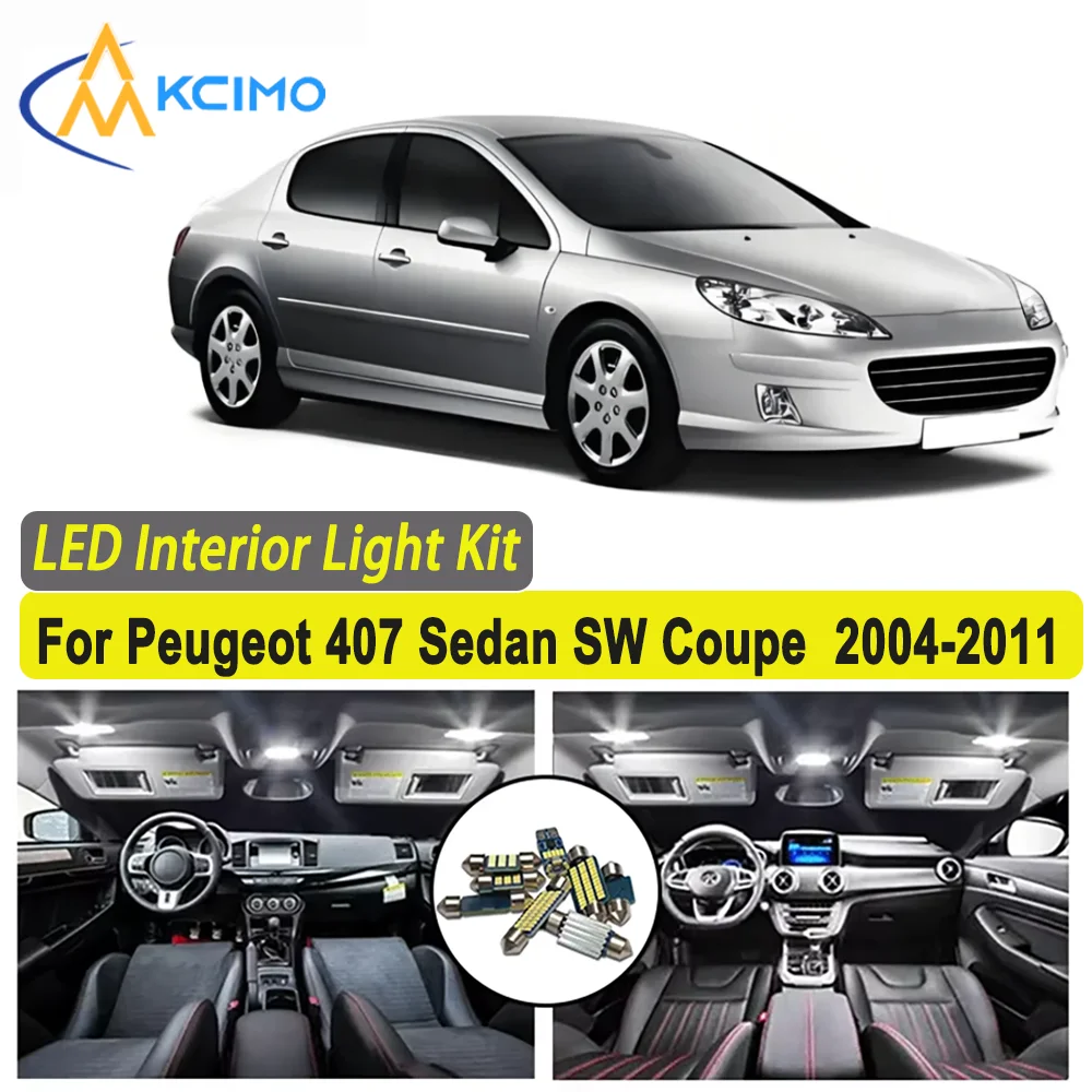 

KCIMO For Peugeot 407 Sedan SW Coupe 2004 2005 2006 2007 2008 2009 2010 2011 Premium Bright LED Interior Dome Map Trunk Light