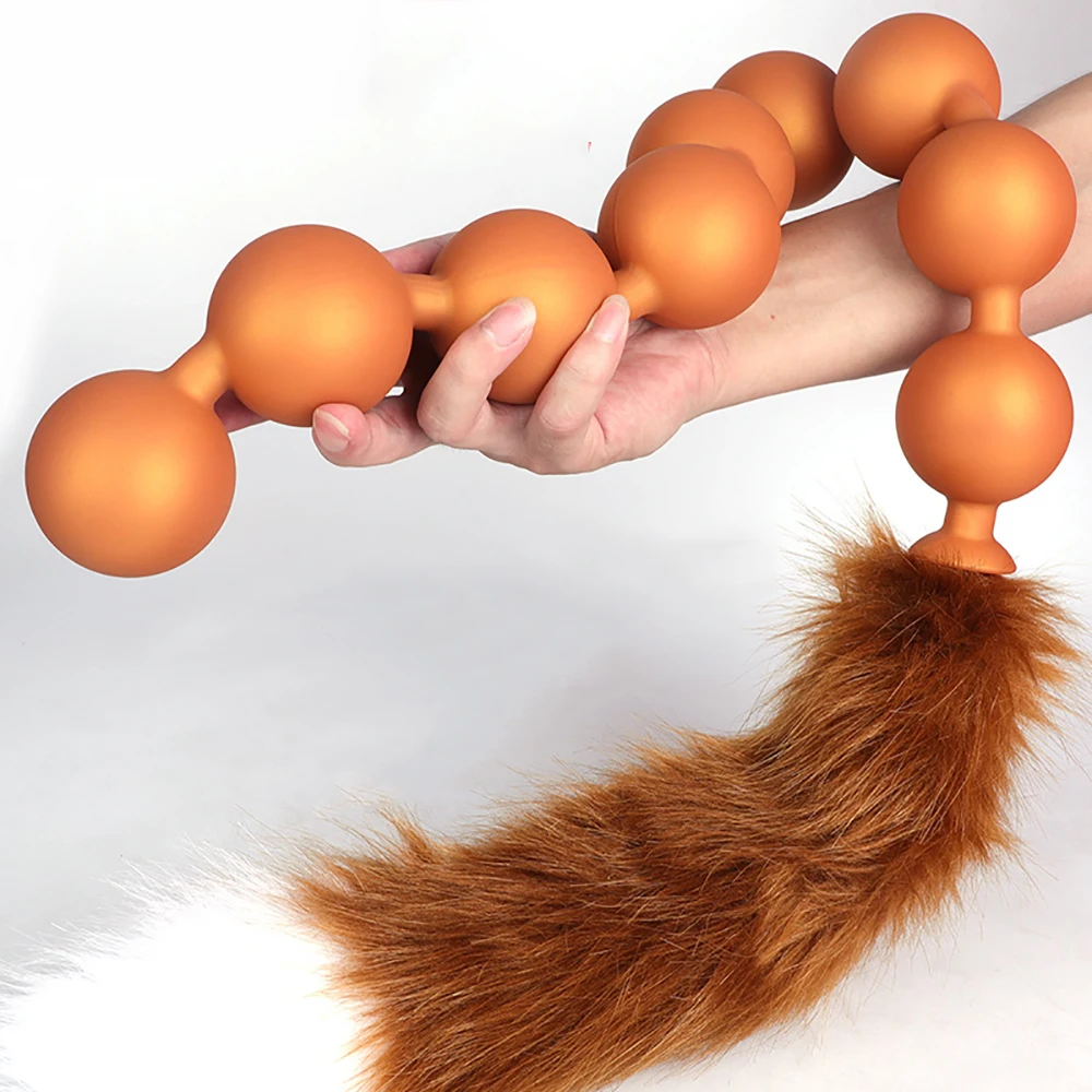 Long Tail Anal Beads Cosplay Sex Toys 9 Balls Anus Expansion Butt Plug For Men Women Ass Plug With Foxtail Safe Materials Adlut