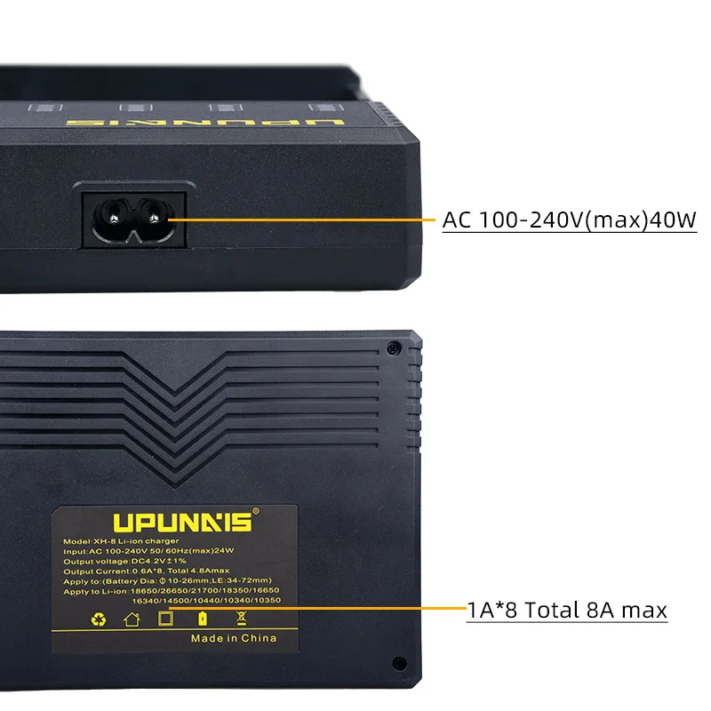 18650 Battery Charger For 8 Slots 3.7V Rechargeable Lithium LED Display 21700 battery Charger