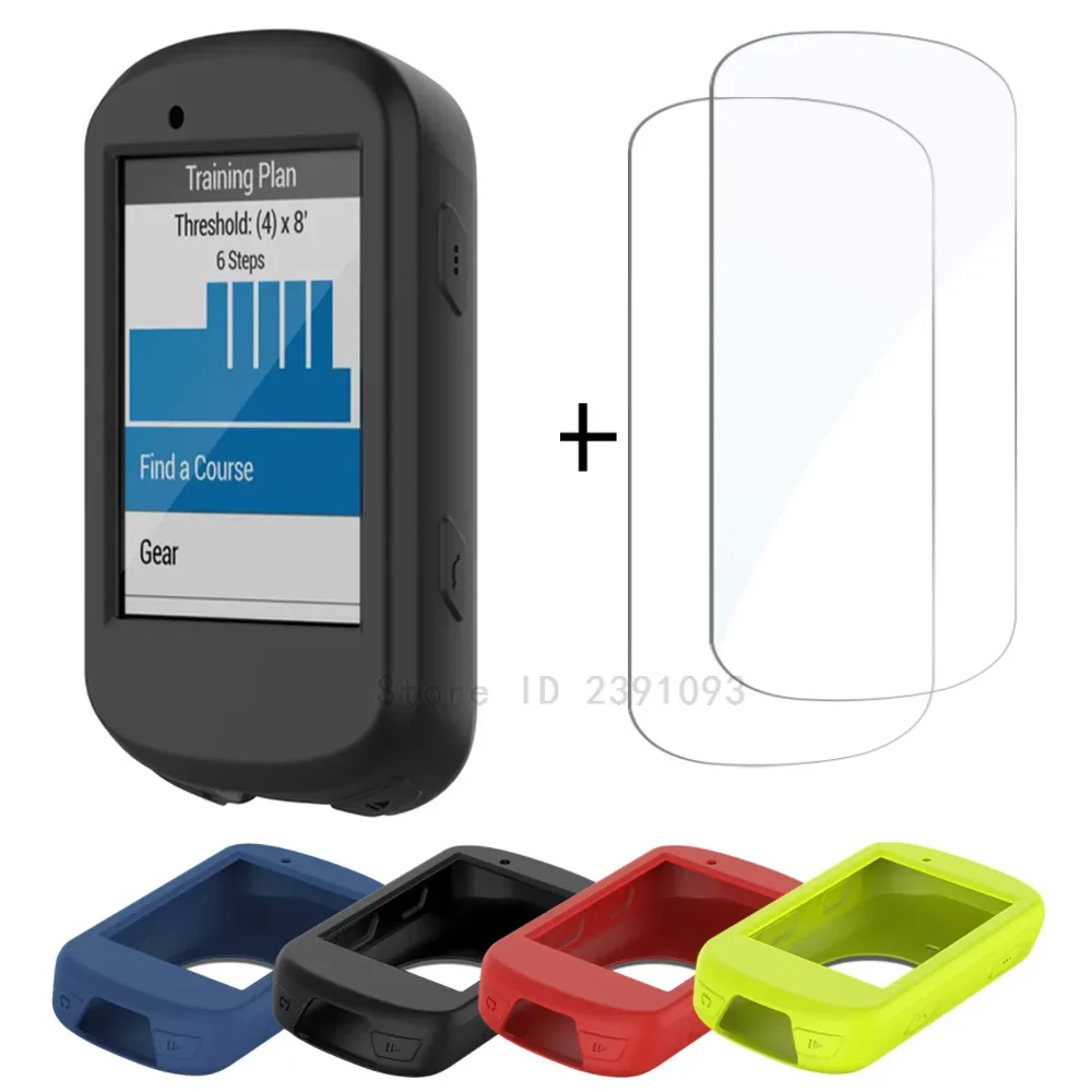 Funda de silicona TPU + 2 piezas de vidrio templado para Garmin Edge 830 530 1040 130 Plus, cronómetro GPS, protector de pantalla, accesorios