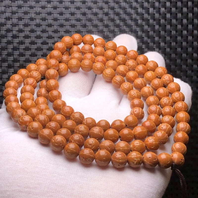 

Nepal Dragon Scale Texture Little King Kong Pipal Tree Seeds Bracelet108Piece55 Mukhi Rudraksha Toothless round Light Bead8mm