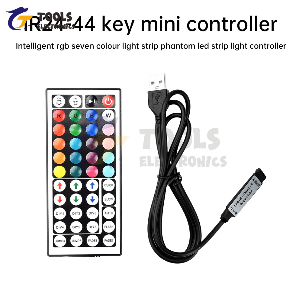 DC 5-24V LED Strip RGB Controller 44 key DC/USB Connector IR Remote Control Dimmer RGB LED Strip Light Strip Controller