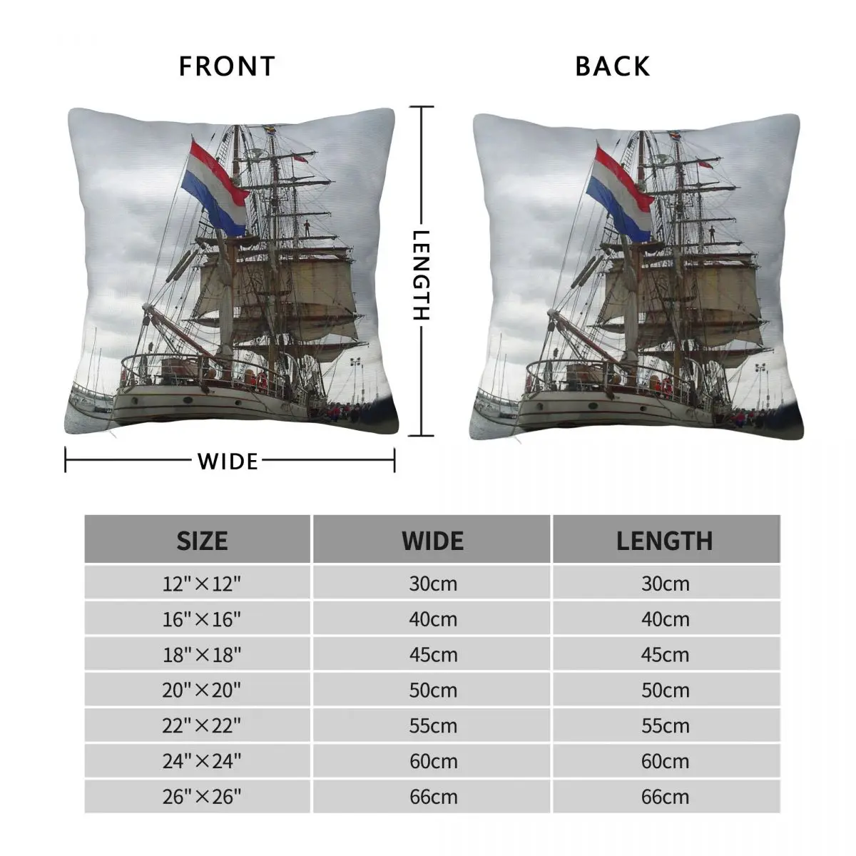 Dutch Ship Bark Europa At Williamstown Pillowcase Polyester Linen Velvet Pattern Zip Decor Sofa Cushion Cover