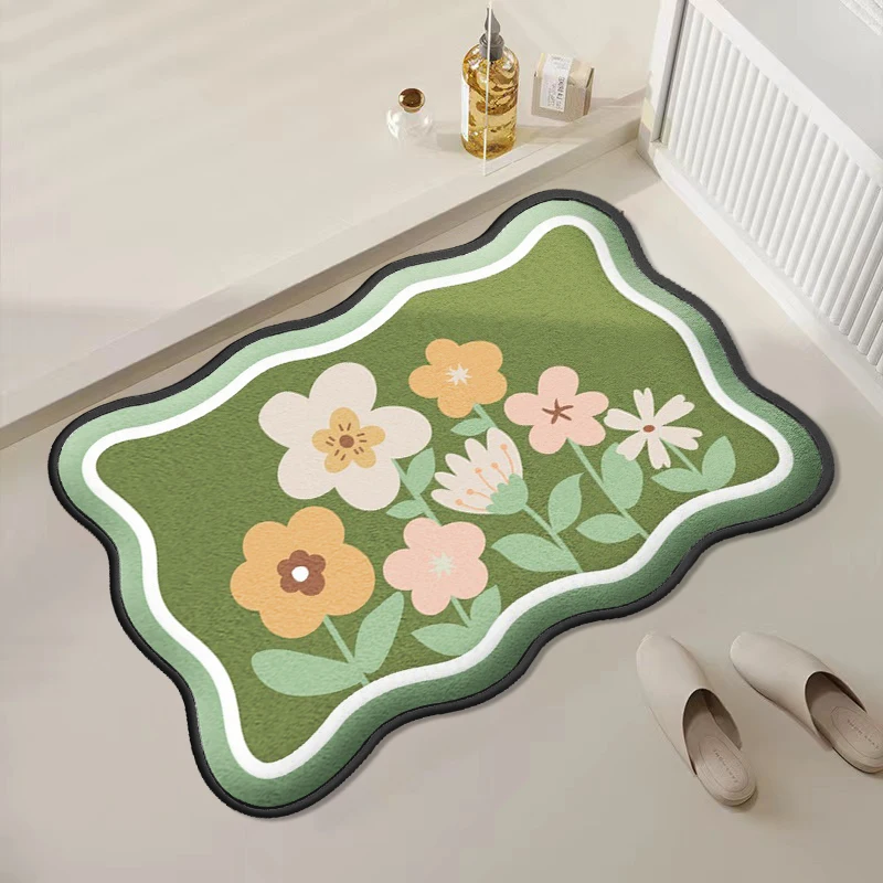 Special-shaped flannel thickened bathroom absorbent and dirt-resistant floor mats shower room non-slip foot mats toilet mats