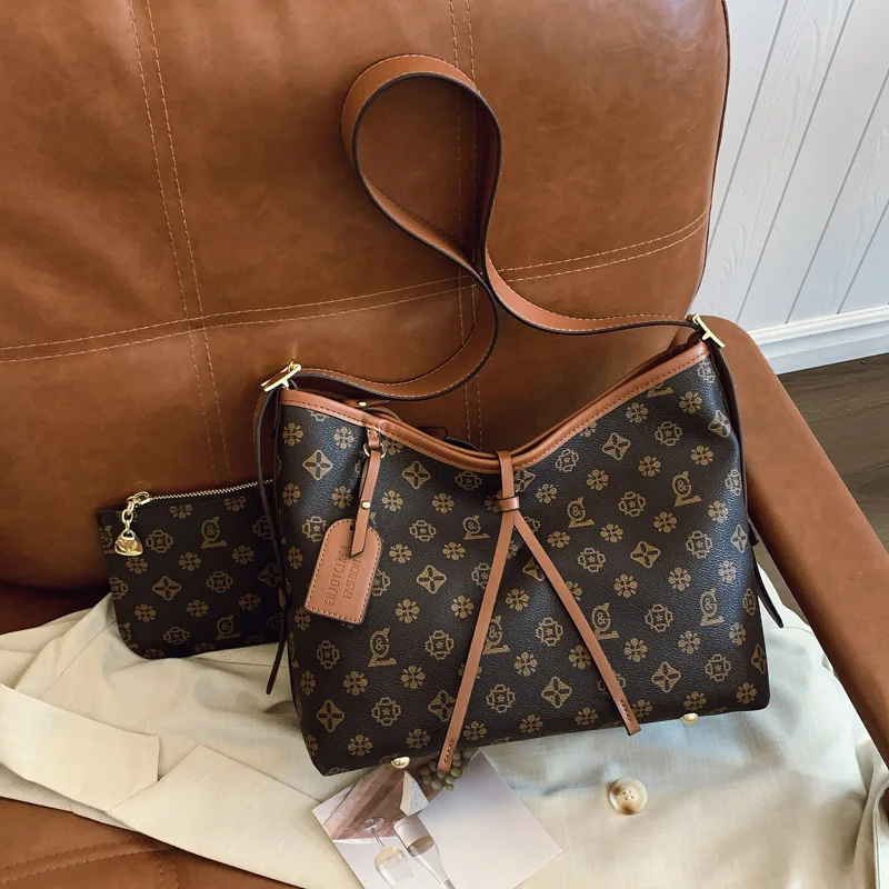 

2025 Vintage Print Tote Bag for Women Spacious Adjustable Crossbody Strap Shoulder Purse Work Commute Essential