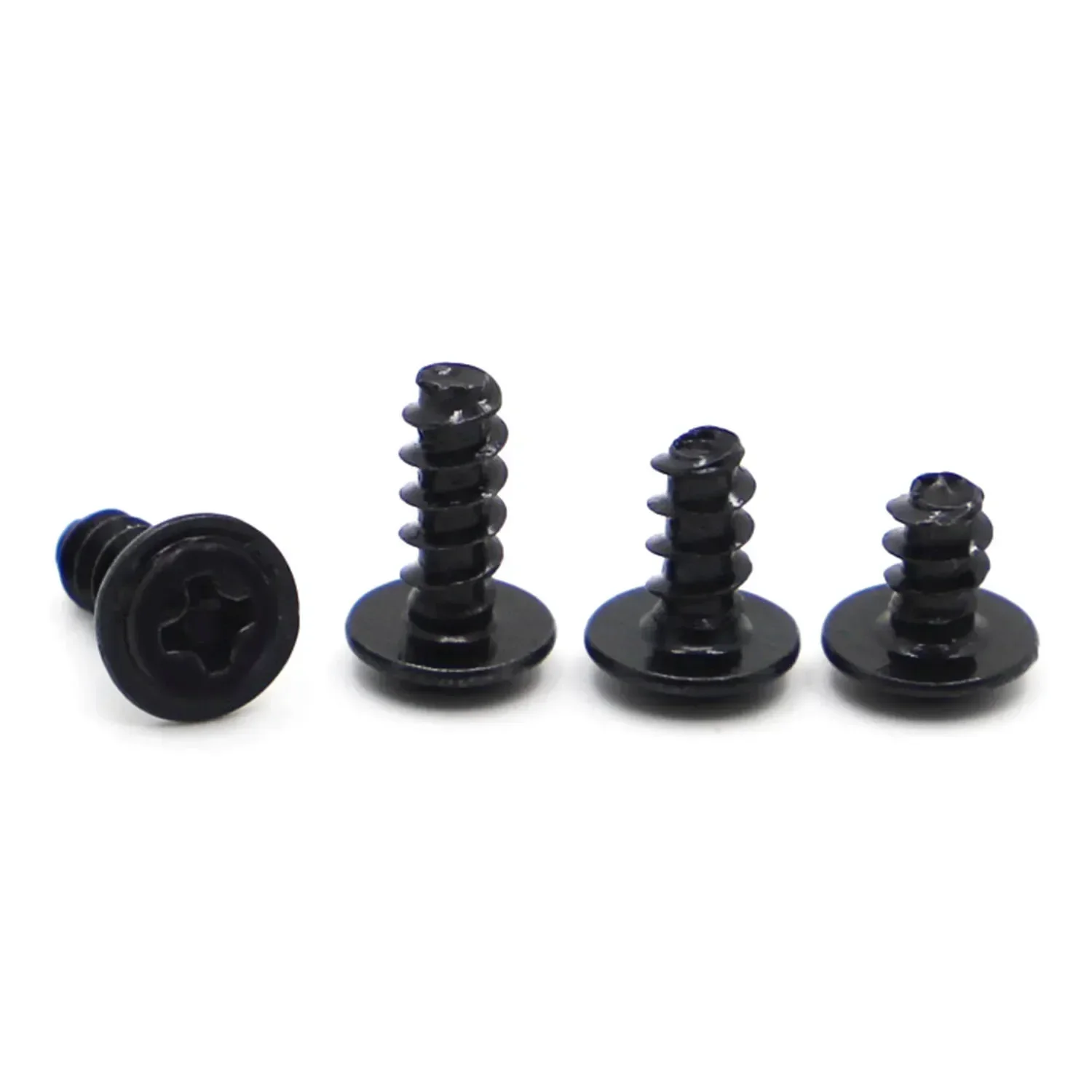 Black Plated Self Tapping Screws Carbon Steel M1.4 M1.7 M2 M2.3 M2.6 M3 M4 PWB Cross Pan Head Flat Tail 50PCS