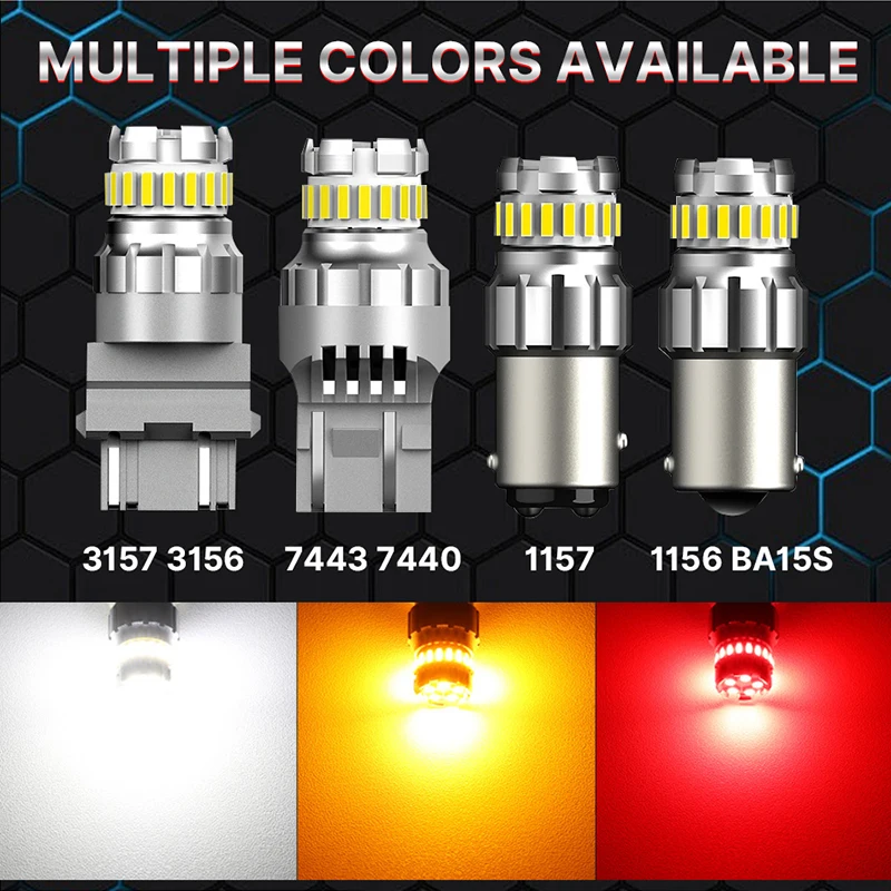 2 قطعة سيارة مصباح ليد لمبة S25 R10W R5W 1156 BA15S BAU15S P21W PY21W 1157 P21/5W BAY15D 7443 3157 T25 T20 السيارات عكس مصباح 6000 كيلو #4