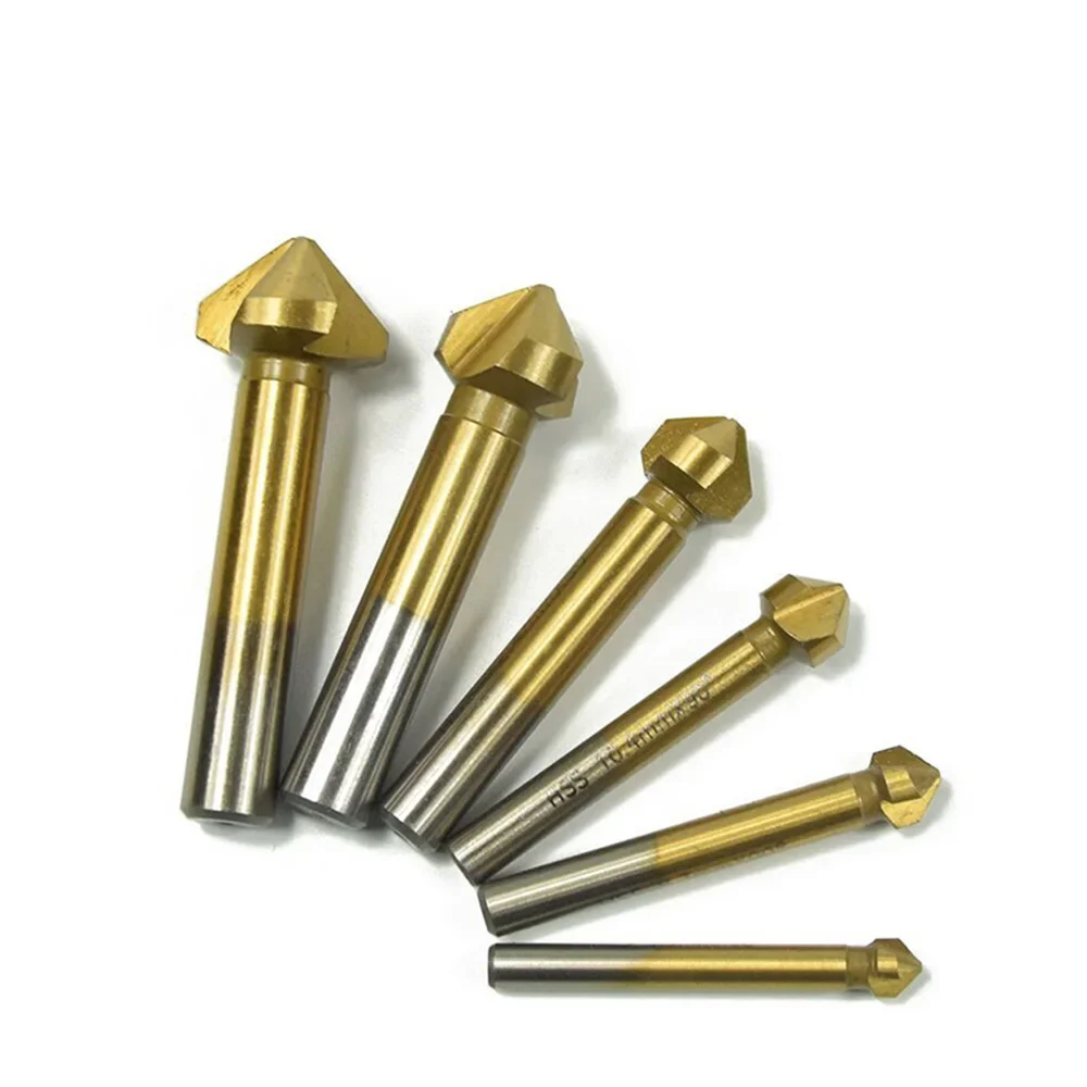 Juego de brocas biseladas de 3 flautas, 6 uds., 6,3-20,5mm, broca avellanadora cortadora Hss de 90 grados