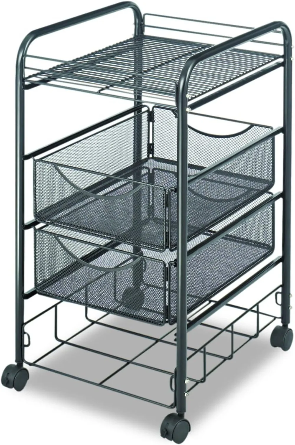 Safco Onyx Rolling File Cart with 4 File Drawers, Fits Letter-Size Hanging Folders, Durable Steel Mesh Construction