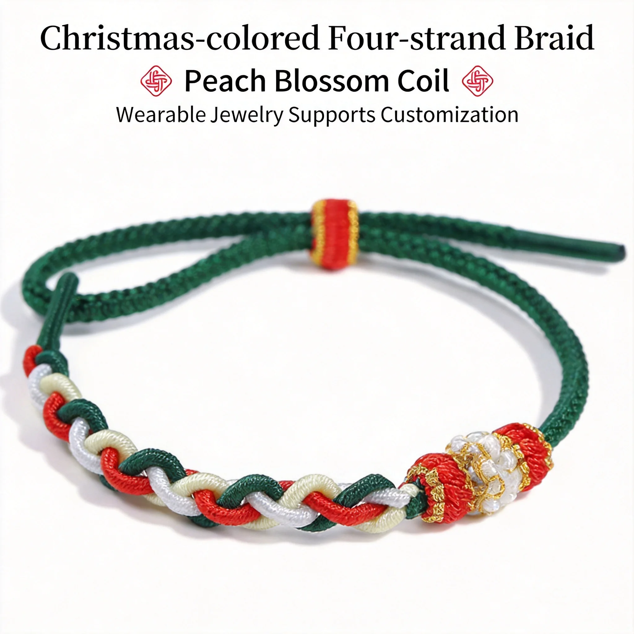 Chinese Style Christmas Handmade Braided Lucky Peace Blessing Bracelet Adjustable Unisex Can Thread Gold Pendant Amulet Jewelry