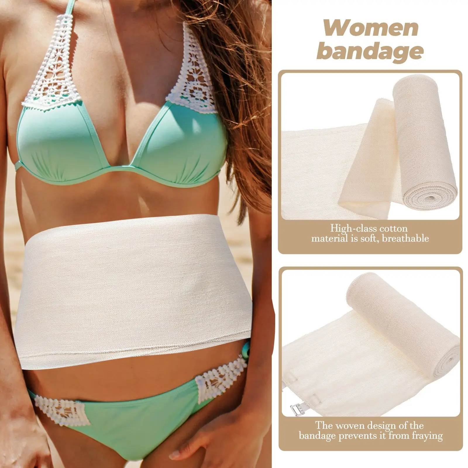 Benda di compressione pelvica Avvolgimento postpartum Raccoglitore addominale in cotone Bende per mummia da donna Supporto per materiale respiratorio largo 15 cm