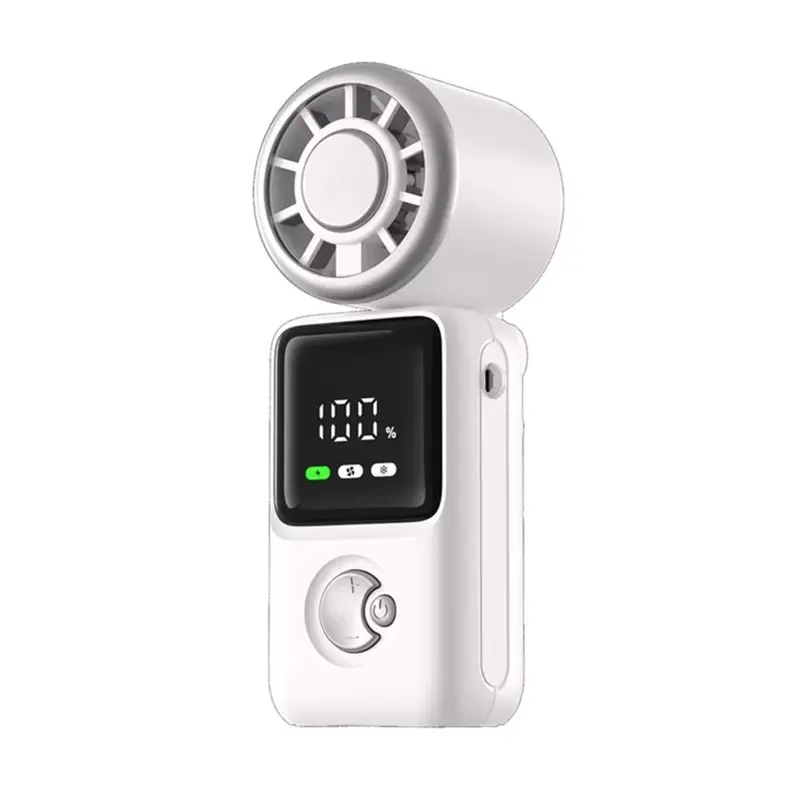 

ABUD-Handheld Fan Portable With LED Display High Speed Personal Fan 180° Rotation USB Charging Ice Compress Functionality