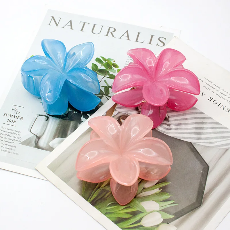 مشبك شعر جديد بسيط بلون واحد على شكل زهرة خماسية البتلات، مشبك شعر أنيق وبسيط للجزء الخلفي من الرأس، إكسسوار شعر عصري