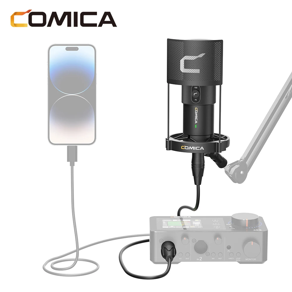 Comica STA-X2D Cardioid Condenser XLR Microphone Professional Noise Reduction Microphone for Live Broadcast/Recording/Podcast