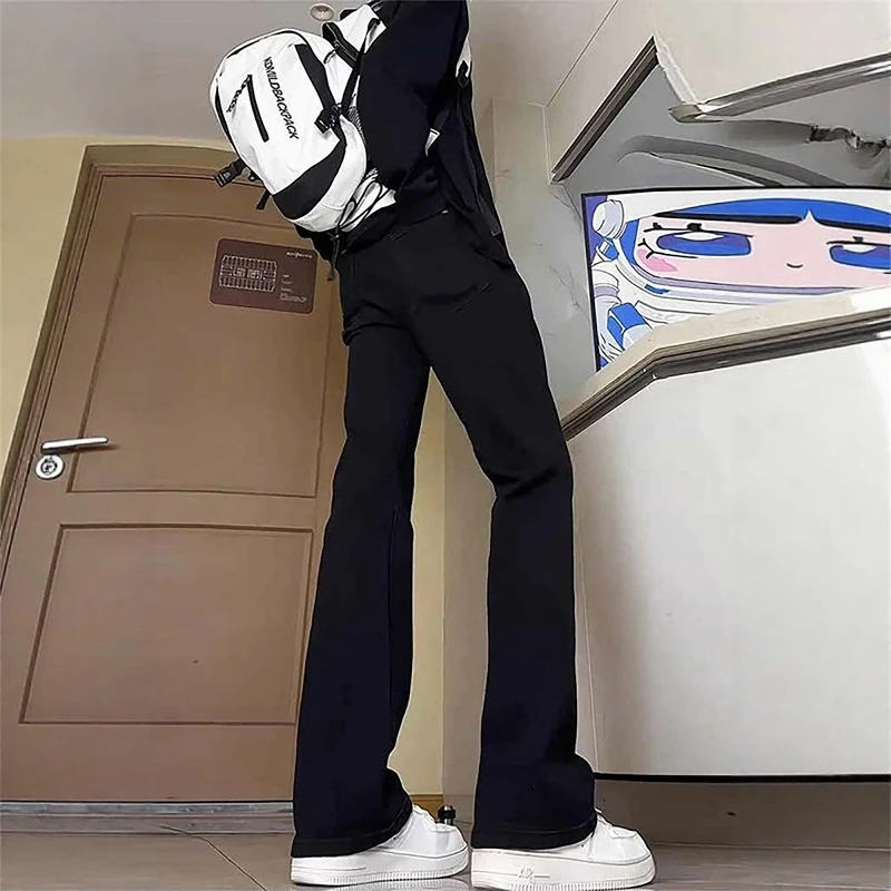 

High Street Wide Leg Jeans Men Women Straight Fit Lengthening Leg Casual Pants American Sle Slimming Blade Pants
