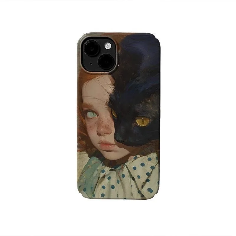 

Cat and Girl in The Same Frame Case for IPHONE 17 16ProMax 15 14 13 12 11 PRO Plus Acrylic TPU Two in One Magnetic Phone Cases
