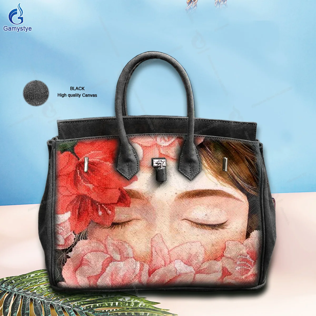 

Hand Draw Customize Art The face of a beautiful woman Bags Designer Totes Women purses and handbags Popular Genuine Leather New