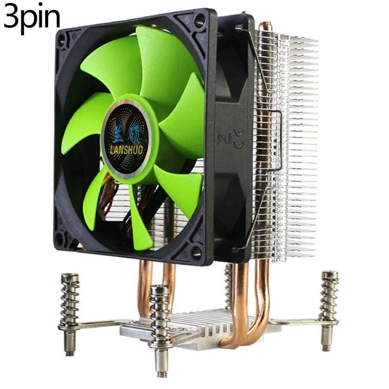 LANSHUO CPU Cooler 2 Heat Pipes Ultra Quiet Cooler Fan CPU Radiator for LGA 2011 X79 X99 X299 (3Pin Single Fan)