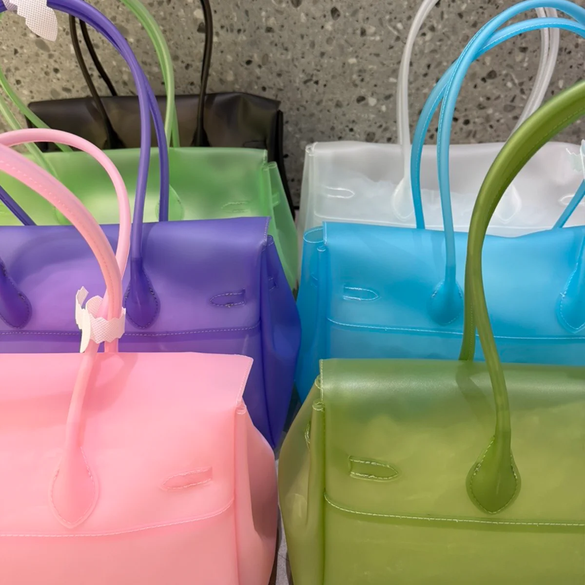 New 2026 Summer Jelly Bag Candy Color Sweet Shoulder Tote Bags Y2K Large Capacity Beach Transparent TPU Women Bag Fashionable