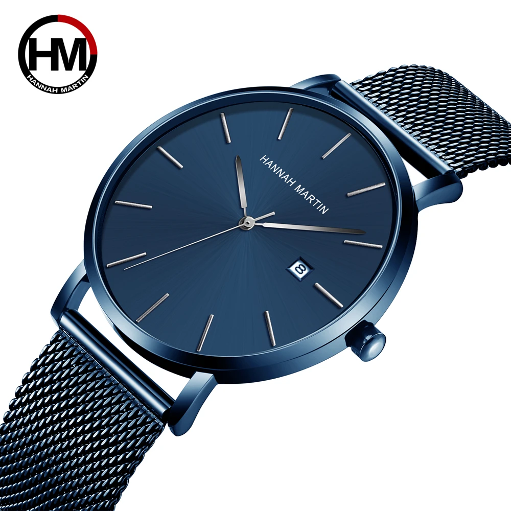 Japan Quartz Calendar Movement Ultra Thin Classic Golden Black Stainless Steel Band Waterproof Men's Top Brand Luxury Watches