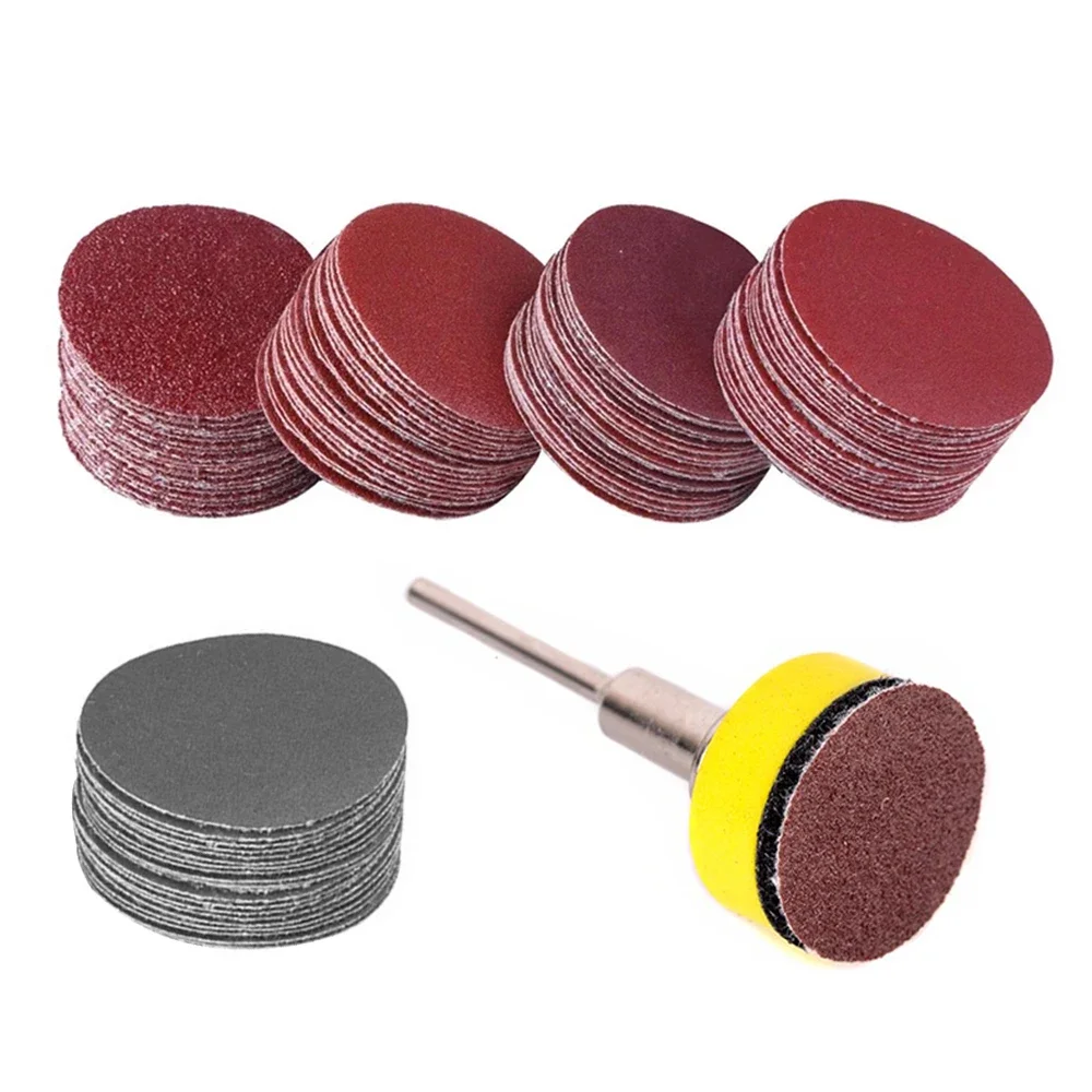 Herramientas abrasivas de papel de lija de 25mm, disco de lijado limpiador de pulido flocado con placa de respaldo de bucle de vástago de 1/8 pulgadas, almohadilla de lijado