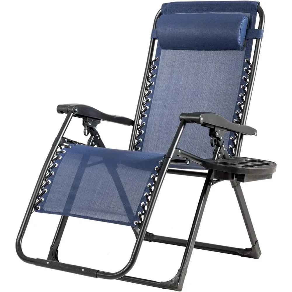 

Zero Gravity Chair, Oversized Outdoor Lounge Chair with Cup Holder & Detachable Pillow, Folding Patio Recliner, Zero Gravity La