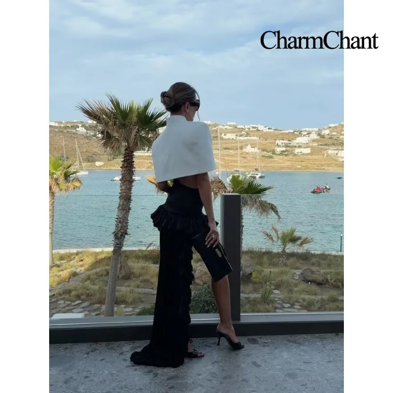 CHARMCHANT Women's High Waist Multi Layer Ruffle Sheer Mesh Midi Skirt Flowy Tiered Maxi Skirt Y2K Casual Summer Bottom 2026