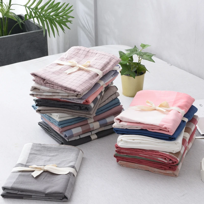 

Miju Pure Cotton Waed Pillowcase 48Cmx74Cm Plaid Single Japanese Sle Pair 2 Bedding Accories Universal Seasonal Use