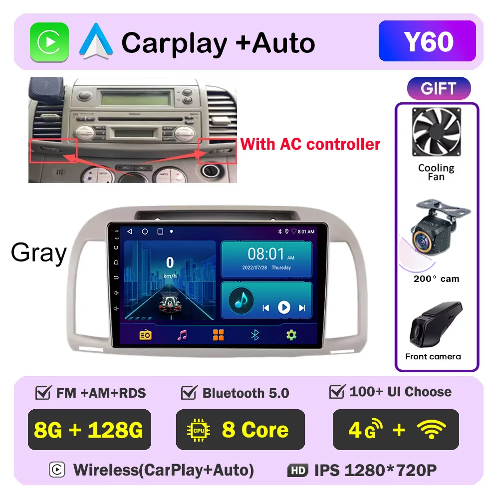 Carplay Android Autoradio Voor Nissan March Micra K12 2002-2010 Auto GPS Navigatie Head Unit Stereo 4G WIFI multimedia Draadloos