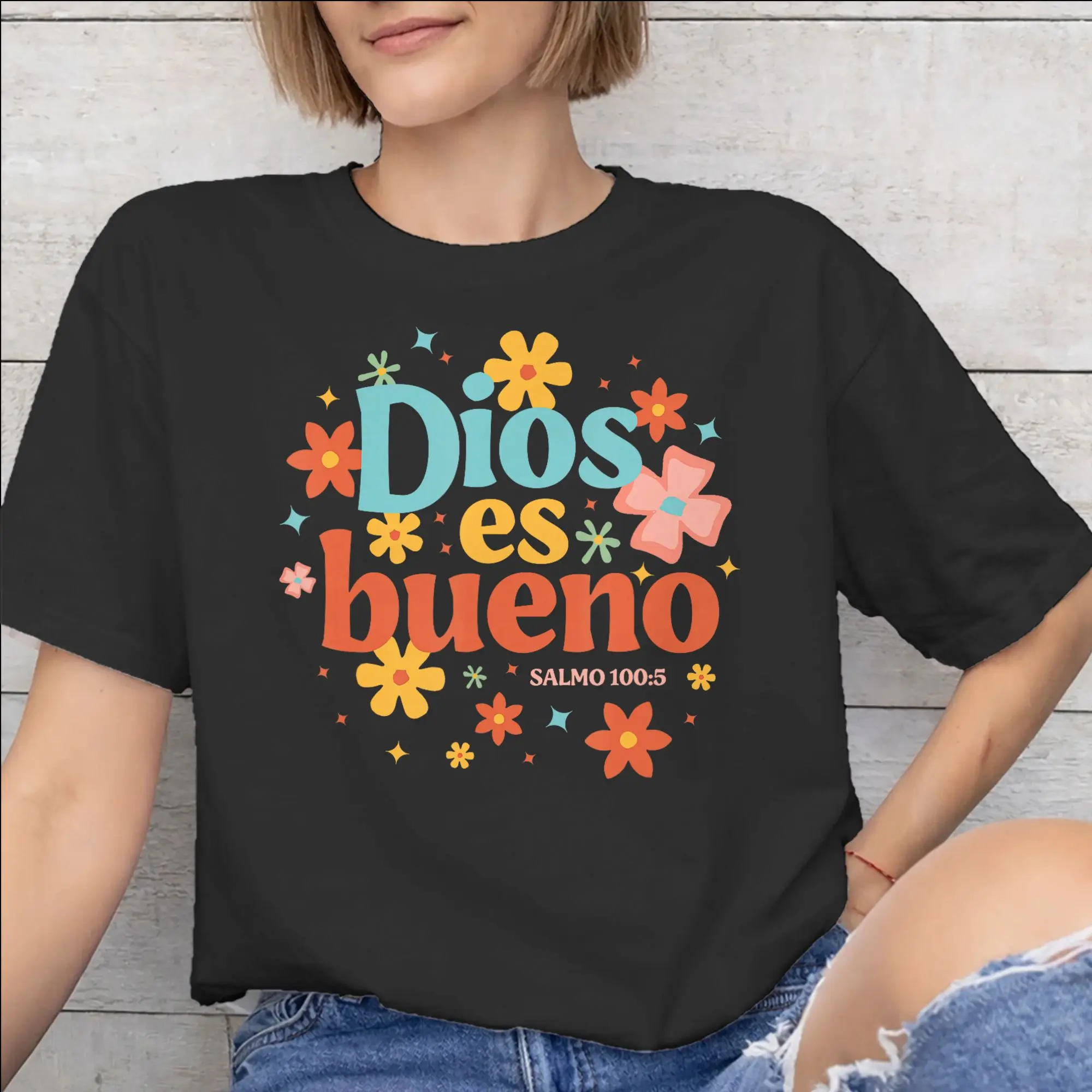 Men Women Graphic Printed Jesus Esperanza Devida Spanish   Tee T Shirt 100% Cotton  T-shirts Clothing
