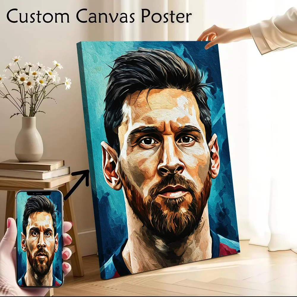 Lionel Messi Portrait Poster Customizable Printed Canvas Painting for Pictures Wall Art Interior Decoration Wand Deko Room Decor
