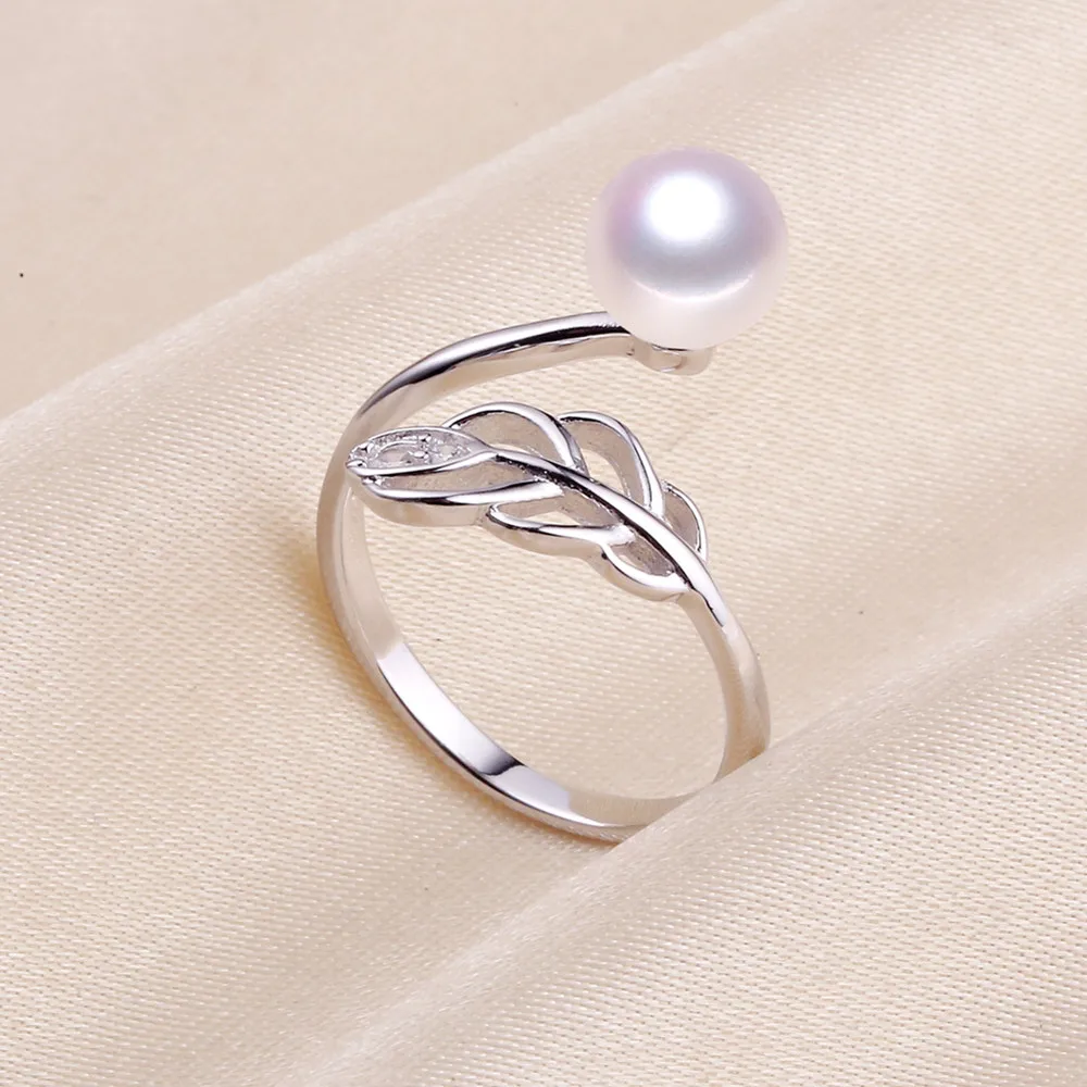 Feather style 7-8mm open ring with  South Sea pearl AAA  8-9mm 9-10mm 925s