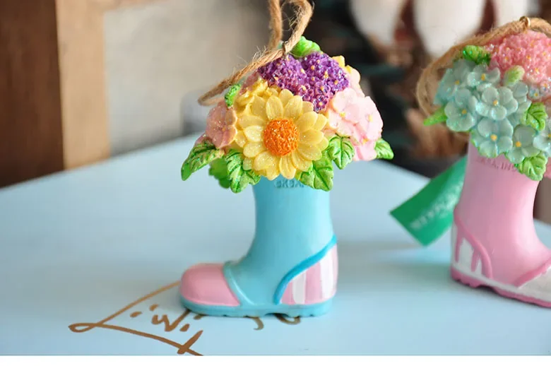 Painted Sunflower Hydrangea Resin Shoes Stereo Flower Boots Garden Pendant Home Garden Decoration Gift